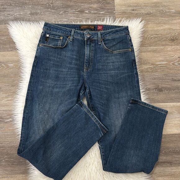 SUPERDRY DENIM BLUE JEANS MADE WITH ORGANIC COTTON SLIM STRAIGHT SIZE 34X32 - Picture 1 of 10